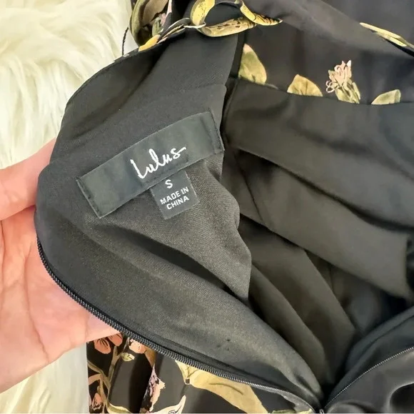 Lulus Still The One Black Floral Print Satin Maxi Dress Small - Picture 10 of 10